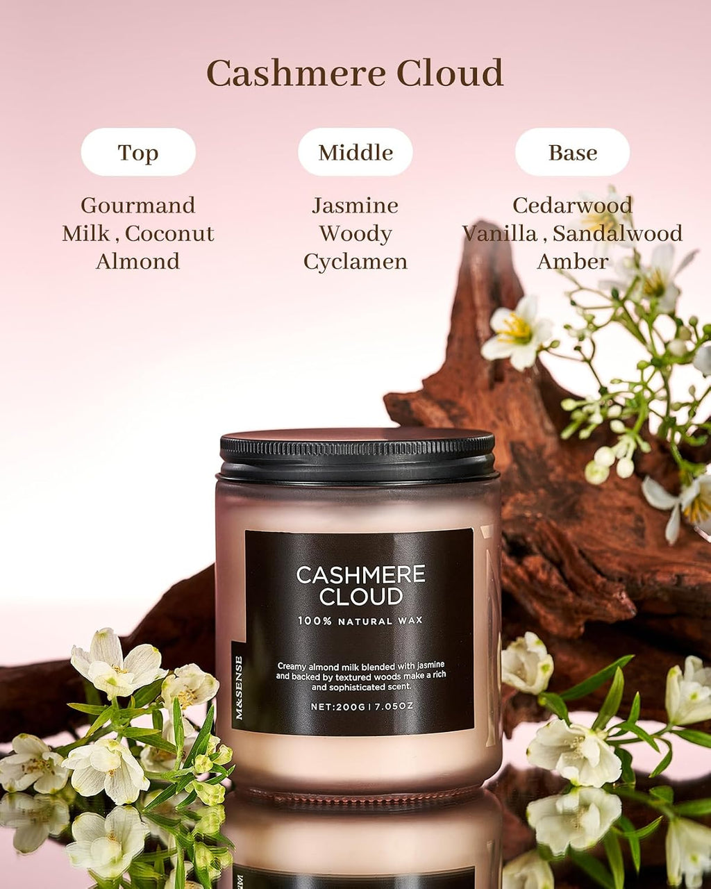 M&SENSE Cashmere Cloud Scented Candles for Home Cozy Winter Gifts Women