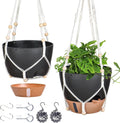 10 Inch Hanging Planters for Indoor Plants, 2 Pack, Self Watering, Black