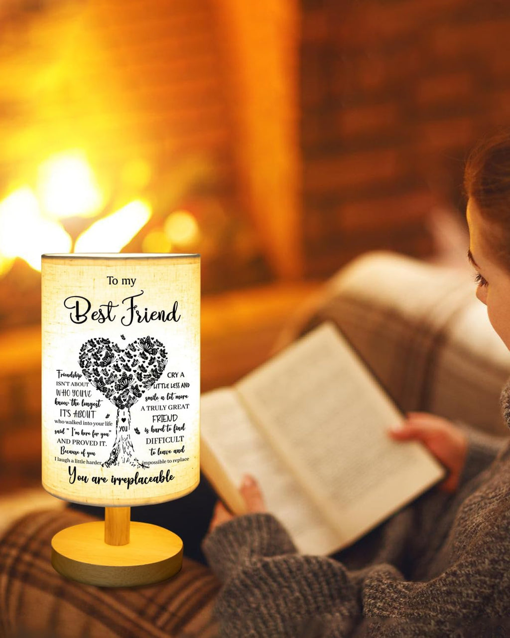 Best Friend Birthday Gifts for Women, to Bestie Fabric Table Lamp