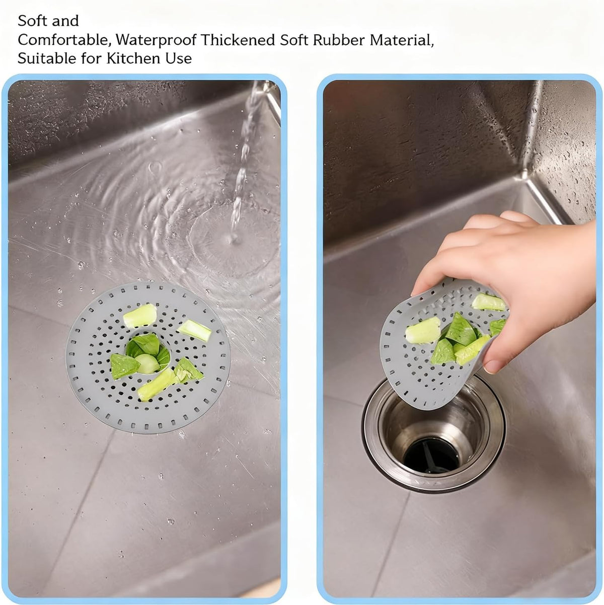 Shower Drain Hair Catcher, Premium Silicone Drain Protector & Shower Drain Cover for Regular Drains of Shower Room, Bathroom, Grey