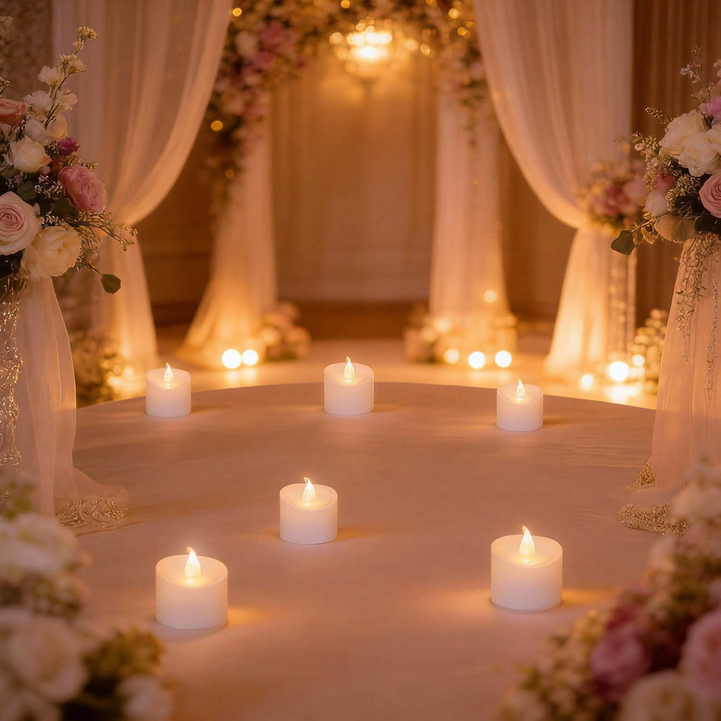 12/24/50/100/200 Pack Flickering LED Tea Lights, Last 100H+, Warm White