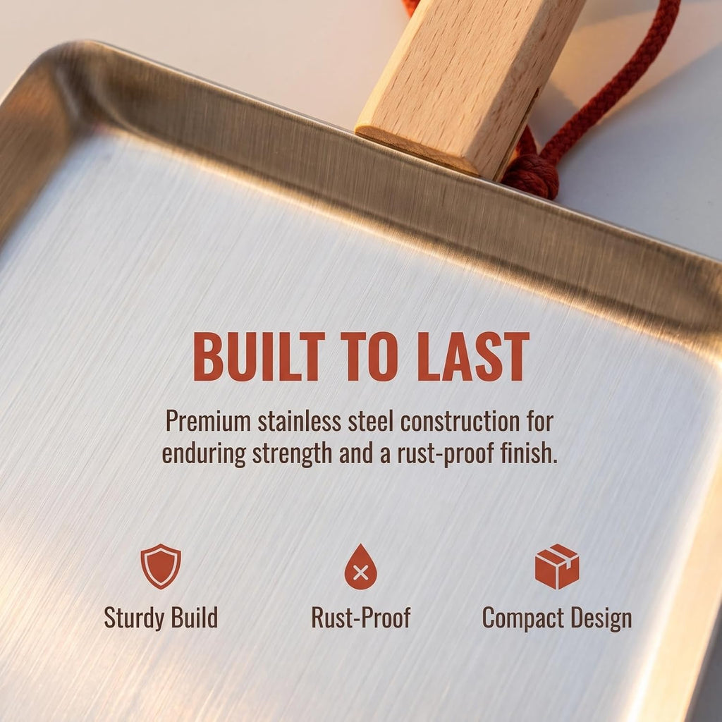 VOSAREA Mini Dustpan Stainless Steel Small Dustpan Portable Short Handle Compact Dust Pan for Workshop Table Desk Key Board