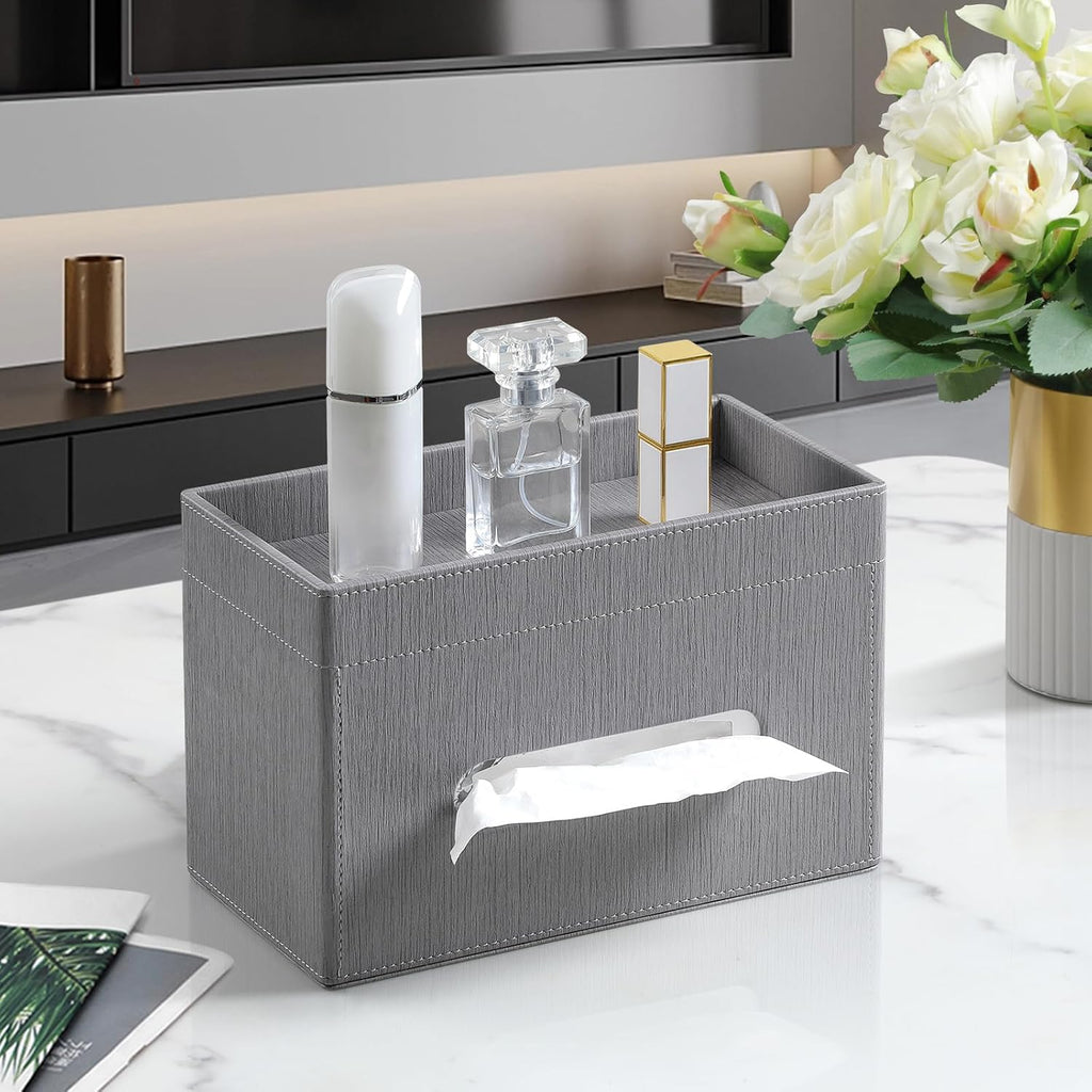 Plus Size Tissue Box Cover, Rectangle Tissue Box Organizer, Grey