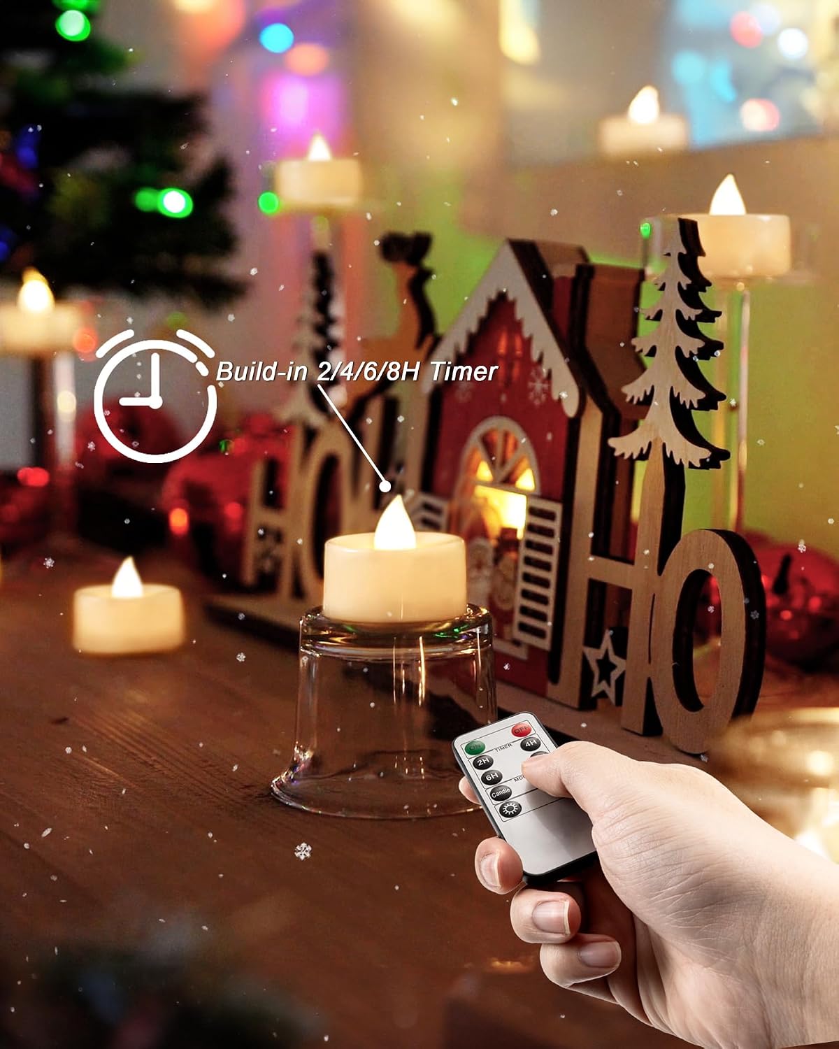 BEICHI 24Pcs Flameless LED Tea Lights with Remote & Timer,White Base,400Hrs