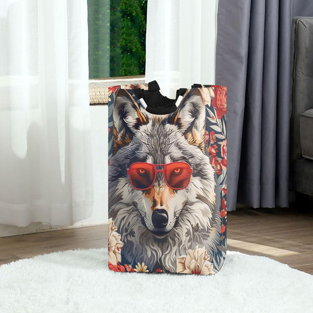 Nander Laundry Hamper Clothes Hamper Large Capacity Basket with Handles for Storage Clothes Toys in Bedroom, Bathroom, Foldable - Wolf