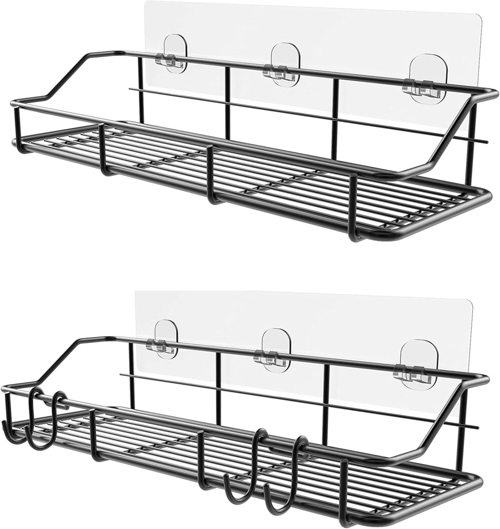 KESOL Adhesive Shower Caddy, Shower Shelf Organizer, SUS304, 2 Pack, Black