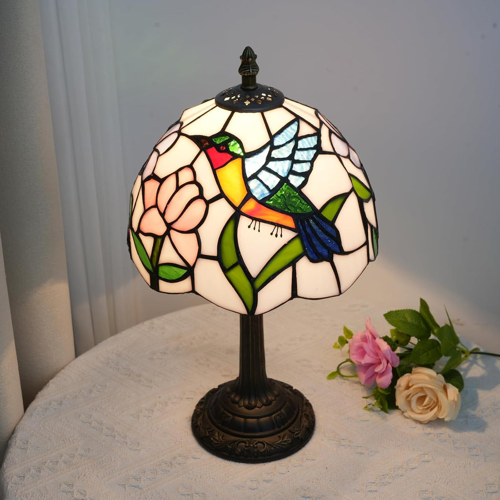 Tiffany Lamp Stained Glass Table Lamp Hummingbird Style Small Bedside Lamps Living Room Dining Room Office Decoration Desk Lamp Home Decoration Creative Gift