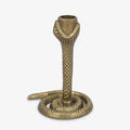 Luminara - Taper Candle Holder Compatible with Luminara Flickering Moving Flame Battery Operated Taper Candles Décor & Gift - Wrought Iron Antique Design Snake, Vintage Brass, (4.75” x 6.25”)