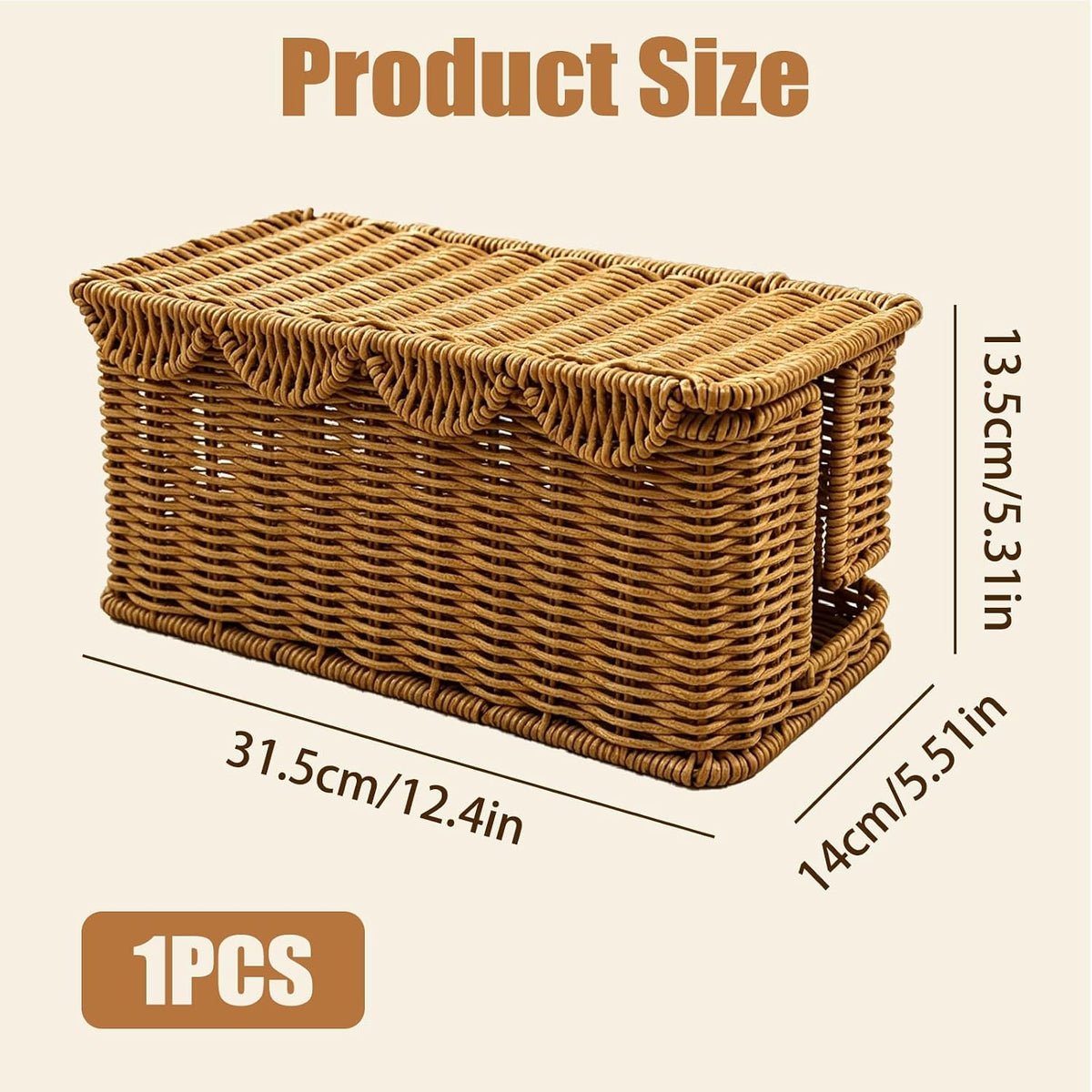 Handmade Rattan Cable Management Box, L Dual Slot Cord Hider Organizer Box