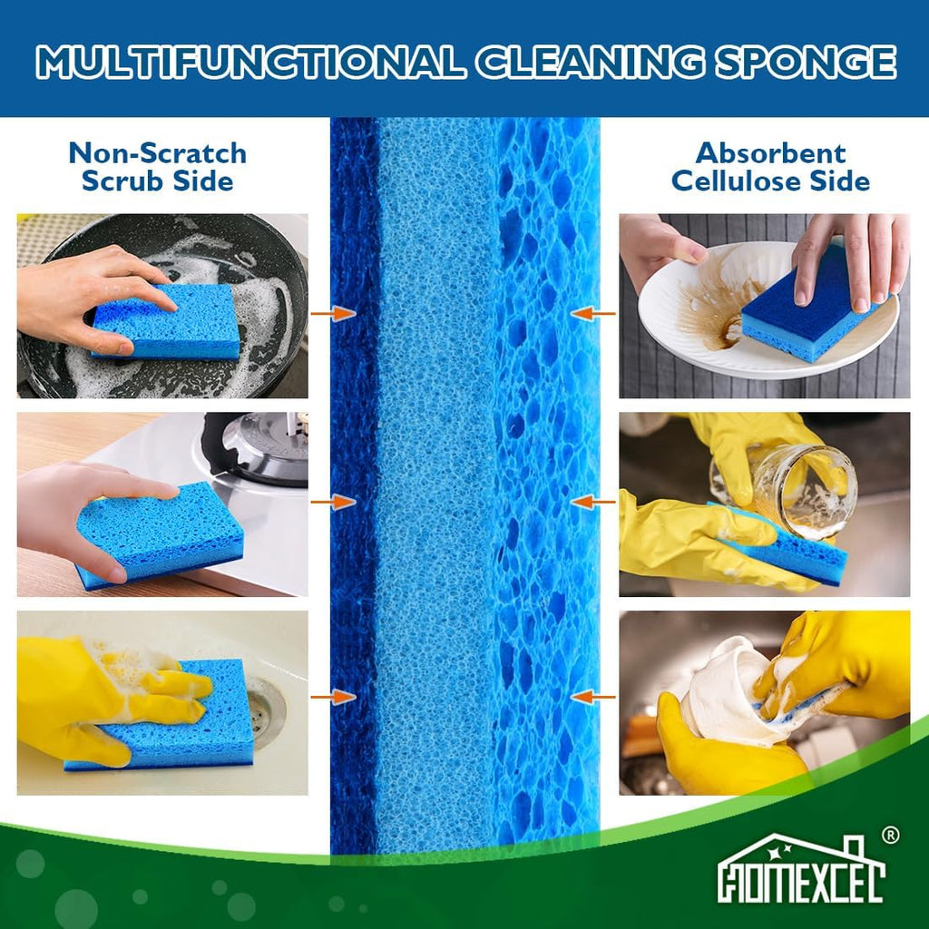 HOMEXCEL Sponges Kitchen 24 Pcs, Non-Scratch Sponge for Cleaning Dishes