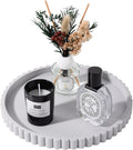 Round Bathroom Tray Perfume Organizer Coffee Table Decor, 9" Light Gray