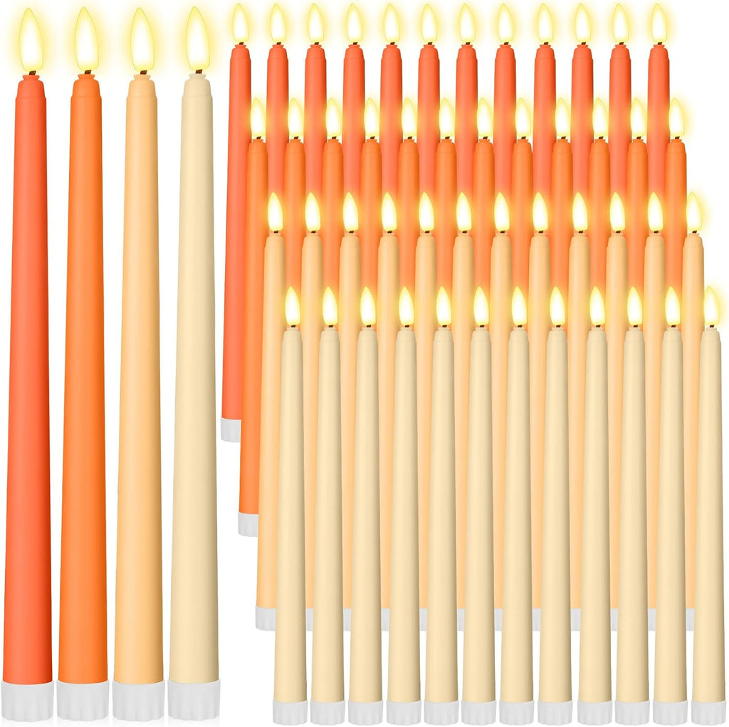 Handepo 48 Pack Flameless LED Taper Candle, Orange, 11 Inch