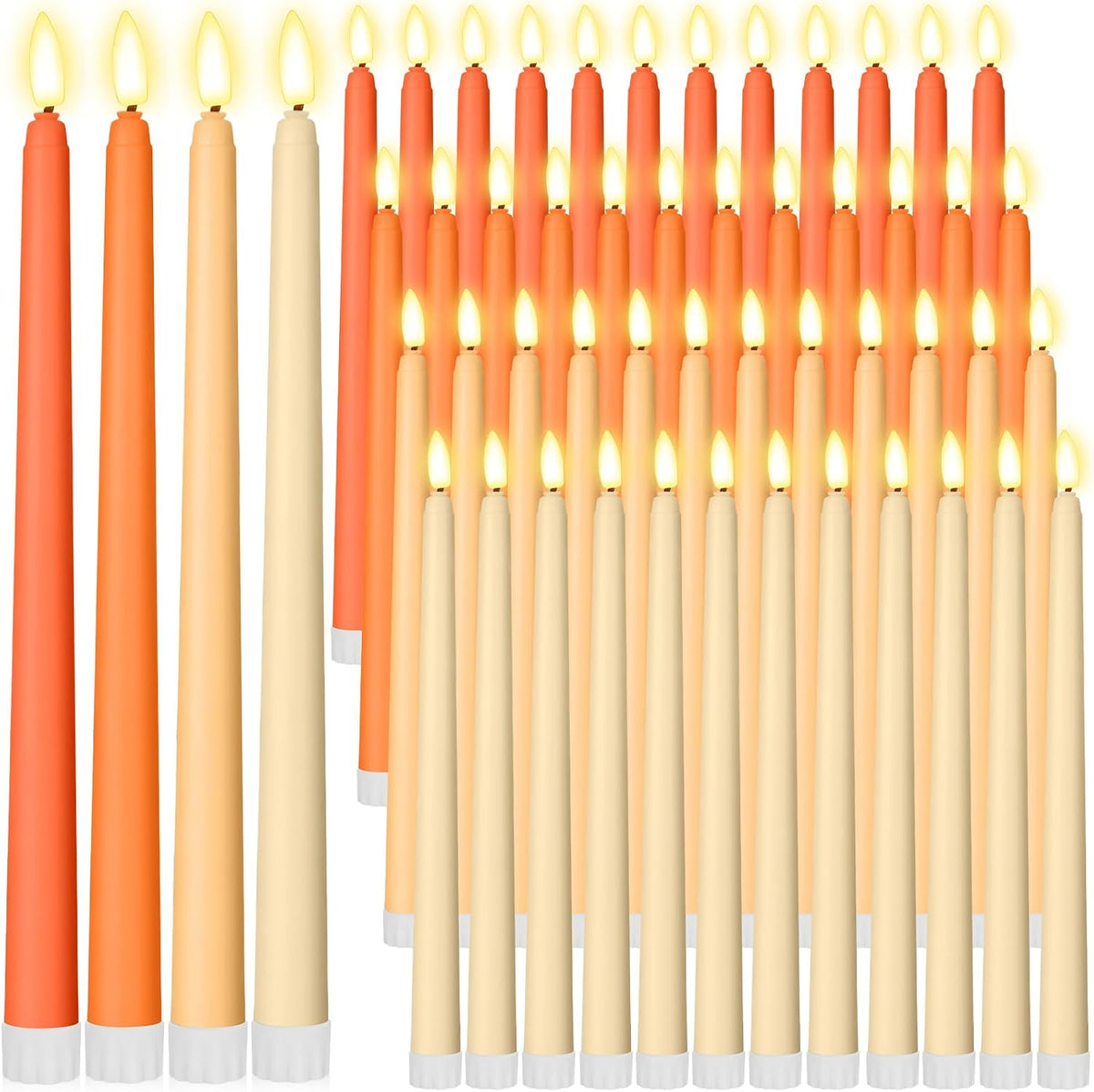 Handepo 48 Pack Flameless LED Taper Candle, Orange, 11 Inch