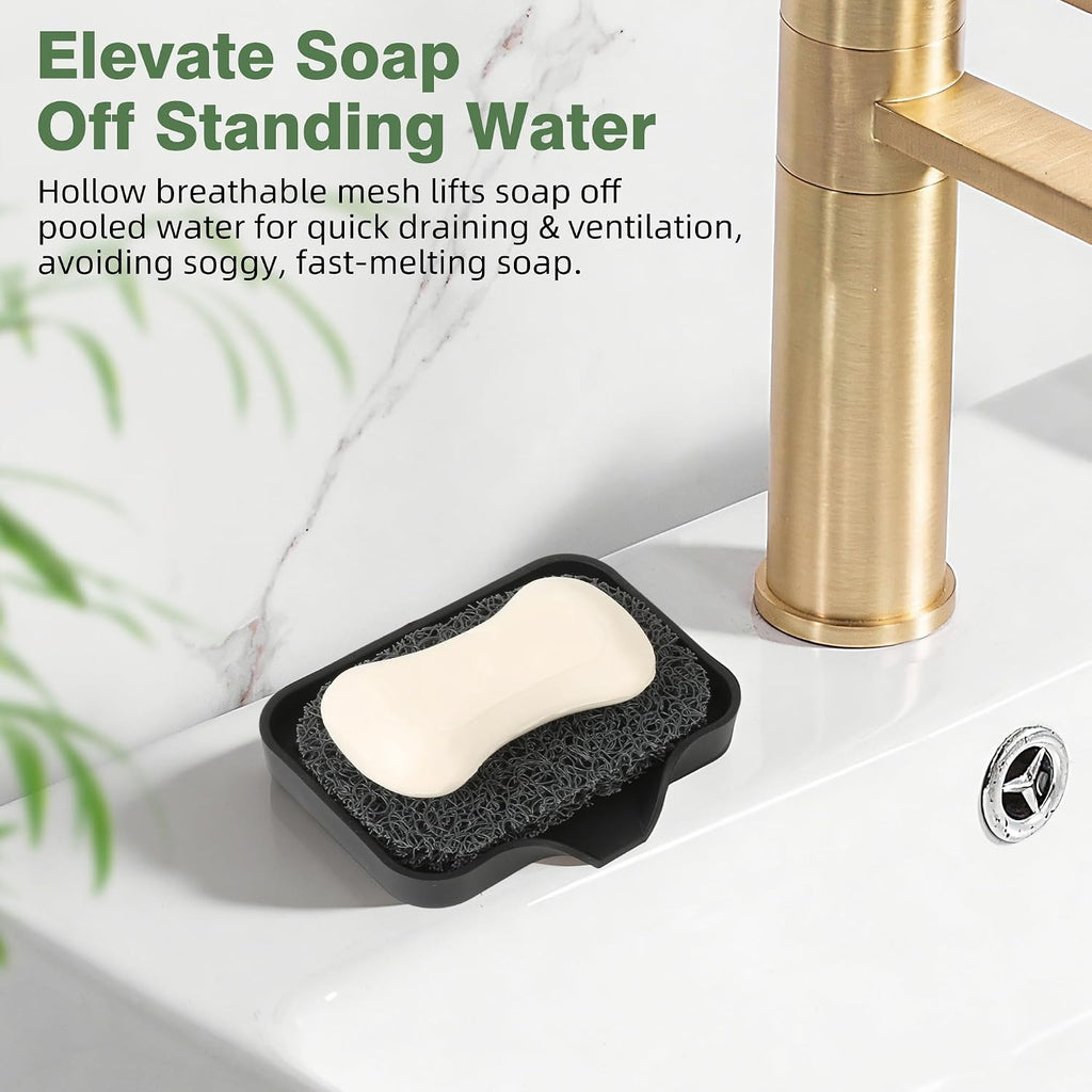 Soap Holder Pad，Soap Holder for Kitchen & Bathroom， Non-Slip Soap Lifting Pads for Soap Dish (Black)
