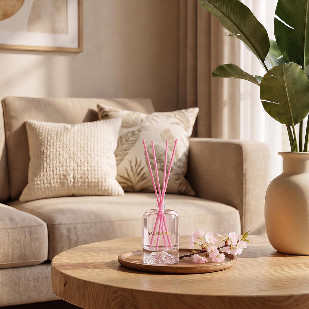 Reed Diffuser Set Volcano Design Cherry Blossom Scent, 3.28 fl.oz Diffuser with Sticks for 60 Days, Home Fragrance Reed Diffuser for Bathroom Shelf Decor & Room Freshener