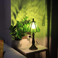 Tiffany Style Table Lamp Green Rippled Stained Glass Lamp 14 Inch