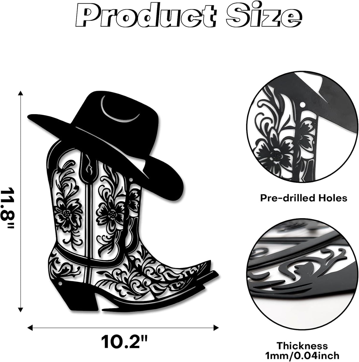 Rajukit Cowgirl Boot Hat Metal Wall Decor for Home