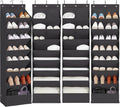 4 Pack Shoe Organizer with 6 Extra Large Pockets and 4 Large Pocket, Over the Door Sturdy Closet Storage Rack, Hanging Shoe Organizer for Shoes, Sneakers, Black
