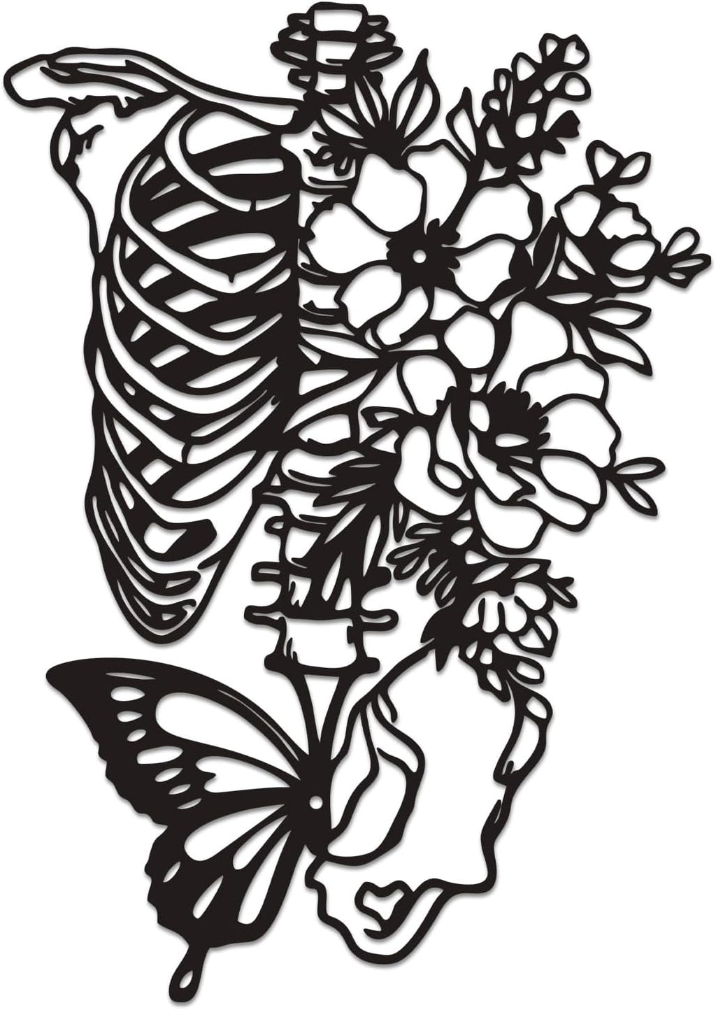 Rajukit Skull & Butterfly Wall Art, Gothic Decor
