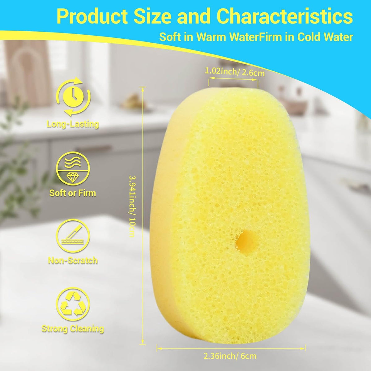 16Packs Dish Wand Sponge Refills for Scrub Daddy Dish Daddy - Replacement Heads for Dish Sponges, Non Scratch Dish Washing Scrubbers, Kitchen Dish Cleaning (Only Refills)