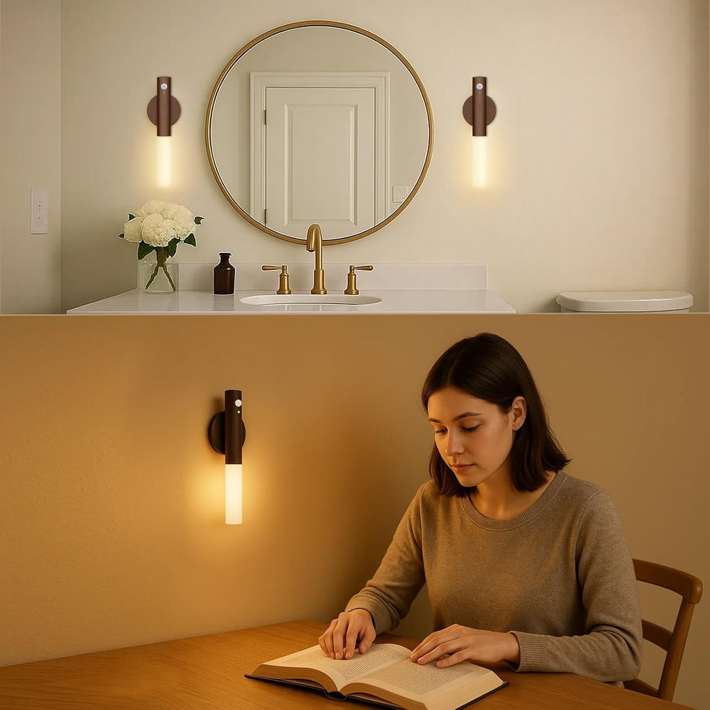 Rechargeable Motion Sensor Wall Sconces, 2200mAh, Magnetic Night Light 4P