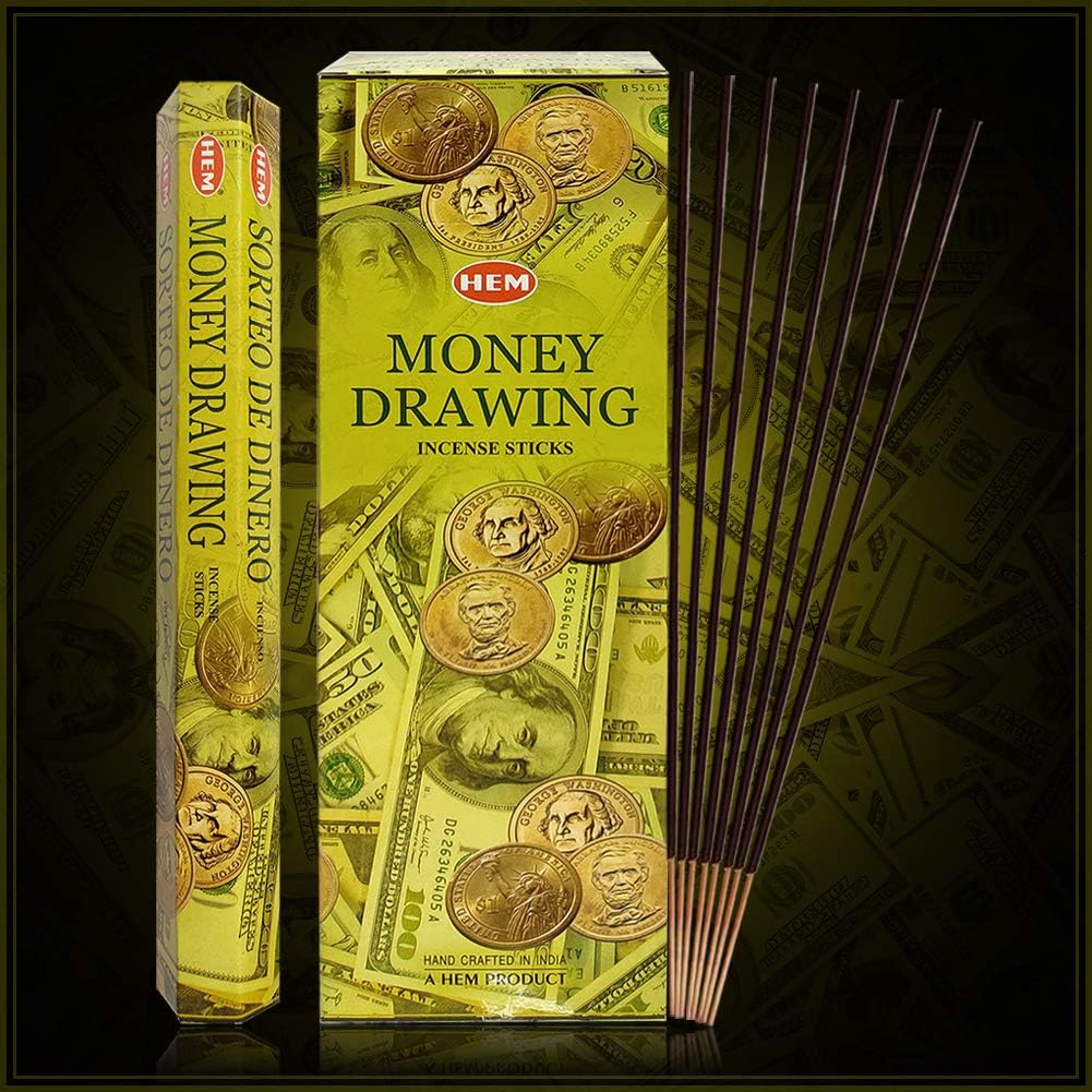 TRUMIRI Money Drawing Incense Sticks & Holder Bundle: 120pcs (6pk x 20pcs) Natural, Herbal Incense for Home Fragrance, Stress Relief, Meditation & Spiritual Decor