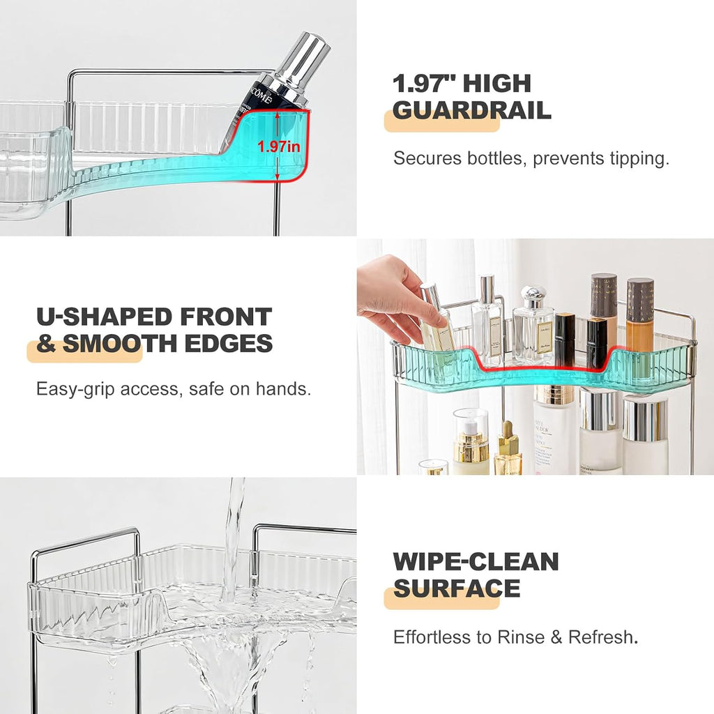 Goderewild Corner Bathroom Counter Organizer, 3-Tier Vanity Tray Shelf