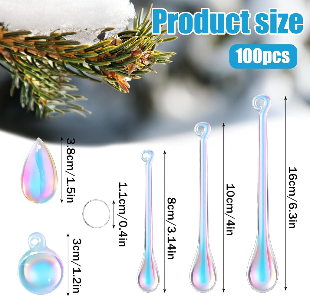 Vercraft 100 Pcs Christmas Tree Acrylic Hanging Ornaments, Laser Color