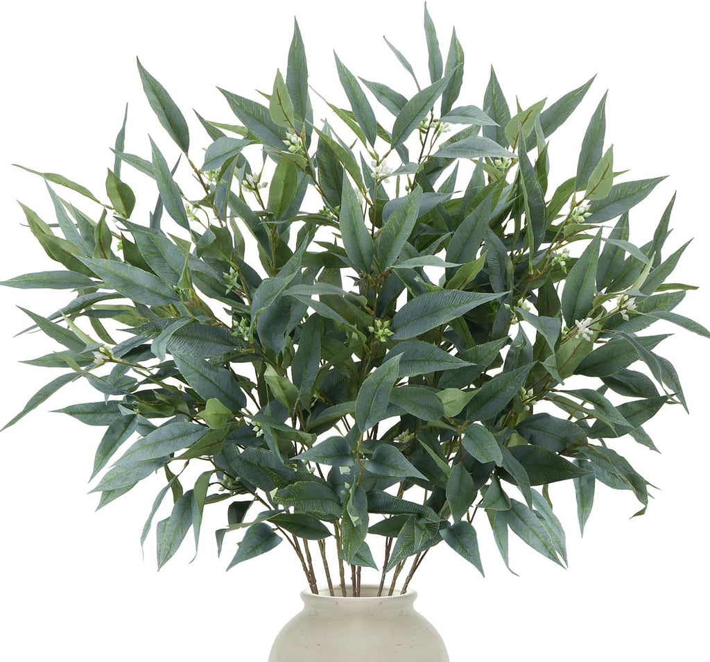 GTIDEA 8 Pack 37.5'' Artificial Eucalyptus Greenery Stems with Faux Seeds