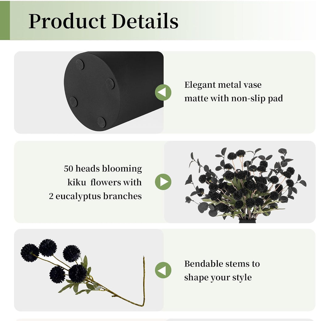 BLOSMON Black Flowers Artificial for Dining Table Centerpieces Decor