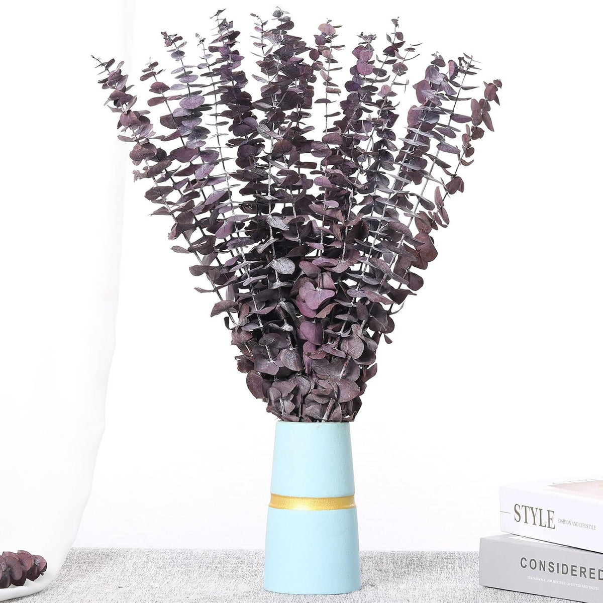 20 Pcs Dried Eucalyptus Stems, 17'' Real Purple Leaves for Shower Hanging