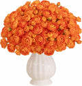U'Artlines Mini Ranunculus Artificial Flowers Bouquet 20 PCS Citrus Orange