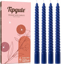 Royal Blue Spiral Taper Candles 4 Pack 7/8 X 10 Inch Smokeless Unscented Long Tall Twisted Candle Sticks for Home Decor Dinner Table Party Wedding Christmas Candlesticks