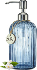 JASAI 18Oz Navy Blue Glass Soap Dispenser for Kitchen & Bathroom