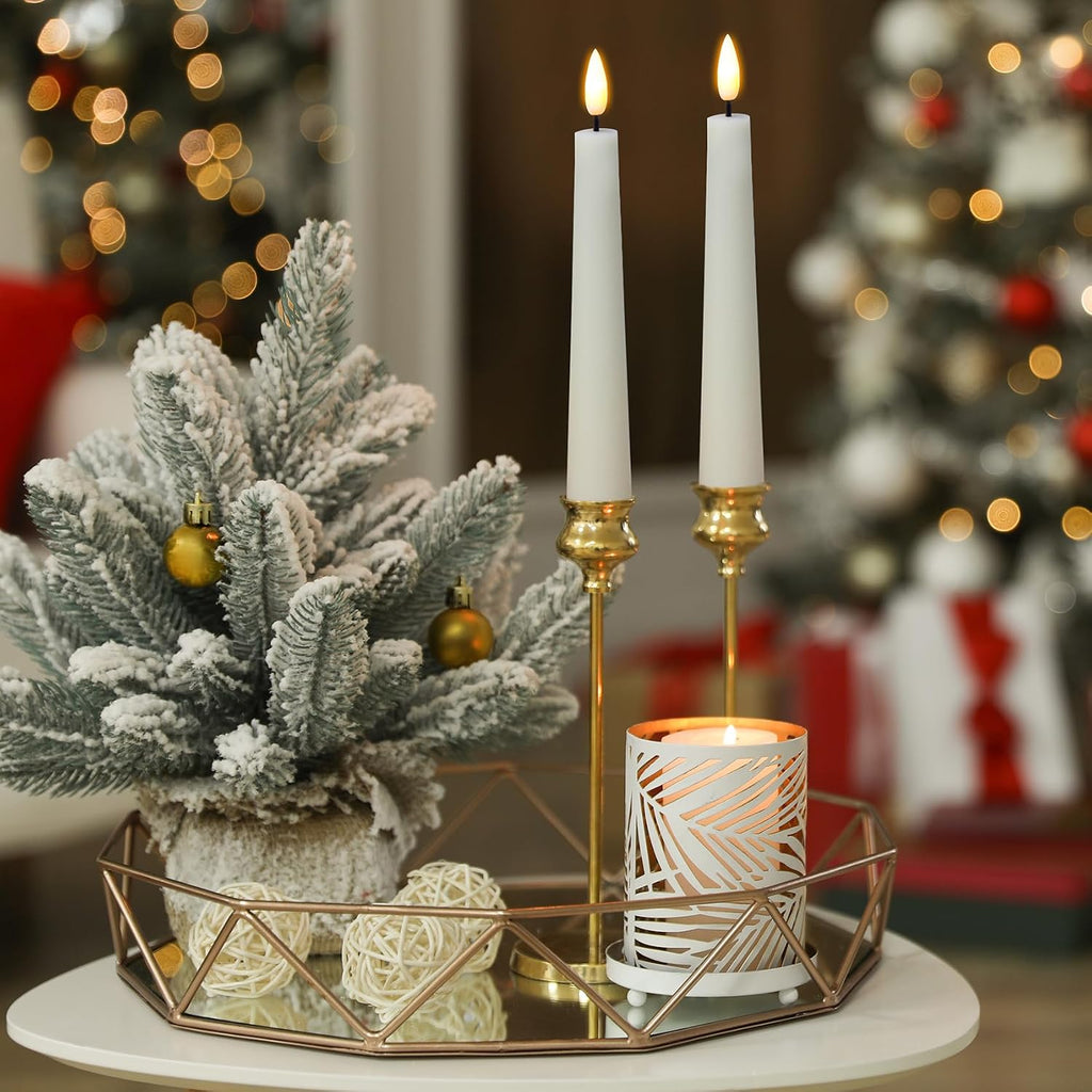 Eywamage Short Ivory Flameless Taper Candles with Remote Set of 6