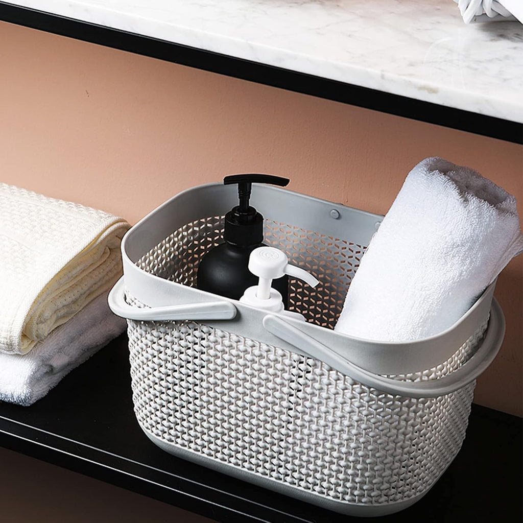 Plastic Portable Shower Caddy Basket, Storage Organizer, Grey, 2 Pack