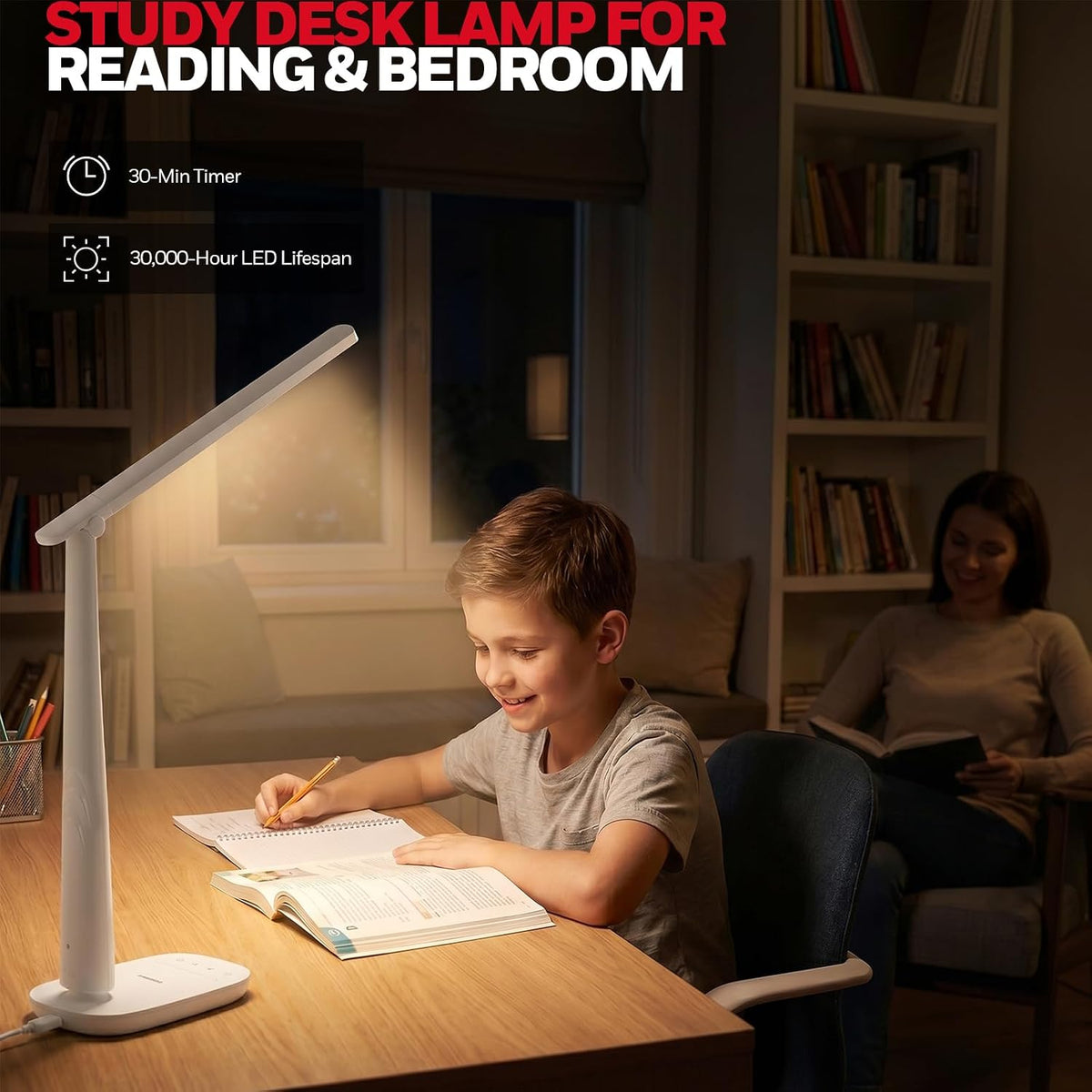 Honeywell LED Desk Lamp Home Office Dimmable 4 Color Reading Light USB Port