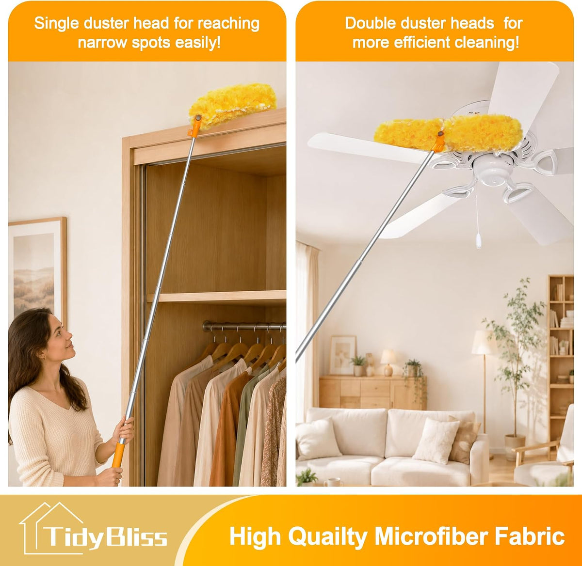TidyBliss 6 ft Long Dusters for Cleaning Compatible with Swiffer