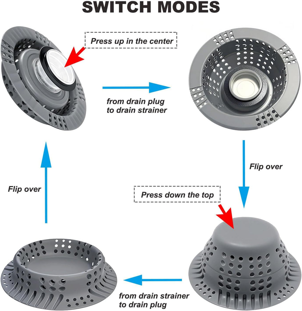 Seatery Bathtub Drain Hair Catcher with Drain Plug, Silicone Tub Drain Cover Strainer, Bathtub Drain Stopper, Drain Protector for Shower/Bathroom Sink, Heave-Duty & Stay in Place