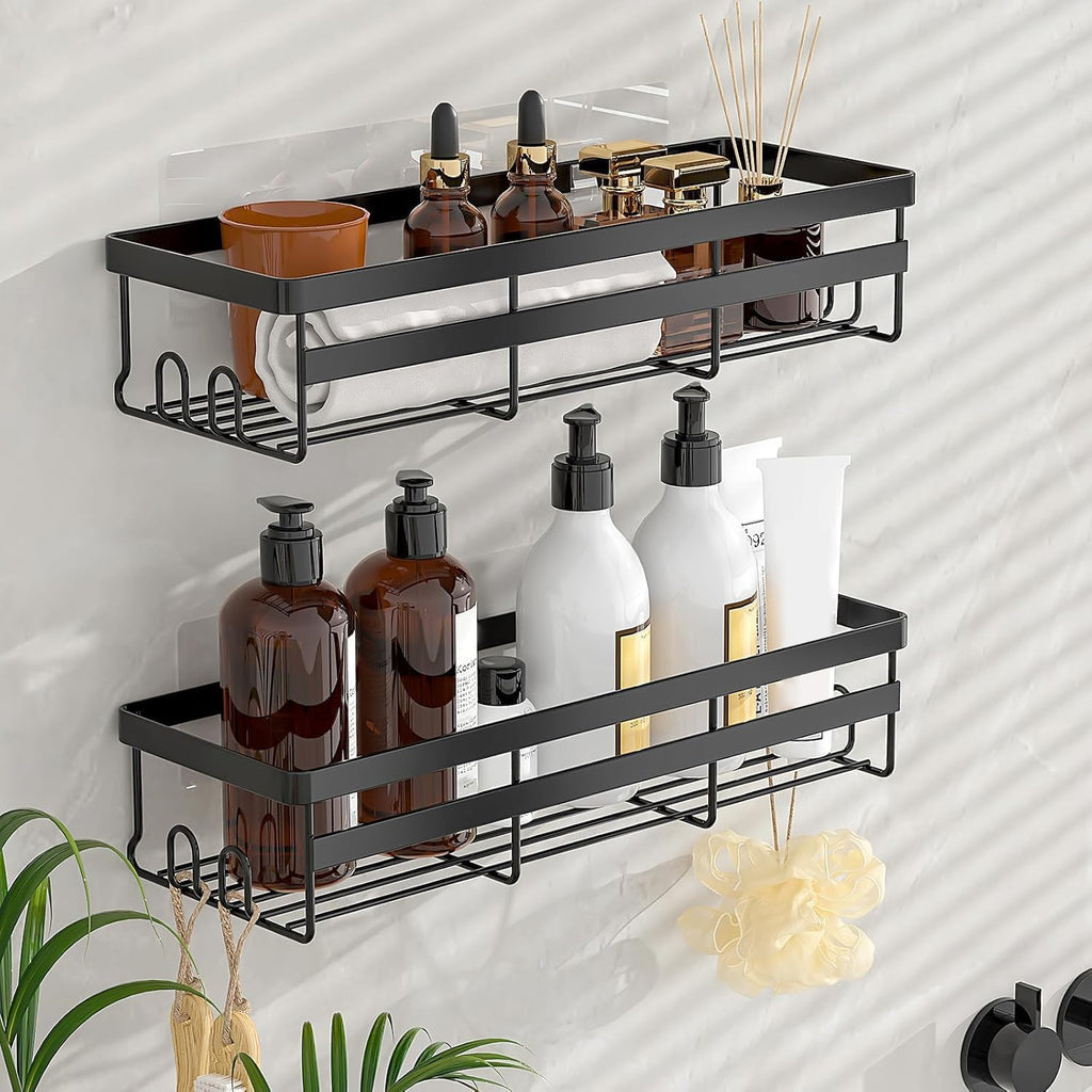 WOWBOX 4 Pack Adhesive Shower Caddies, No Drill Bathroom Shelves, Large