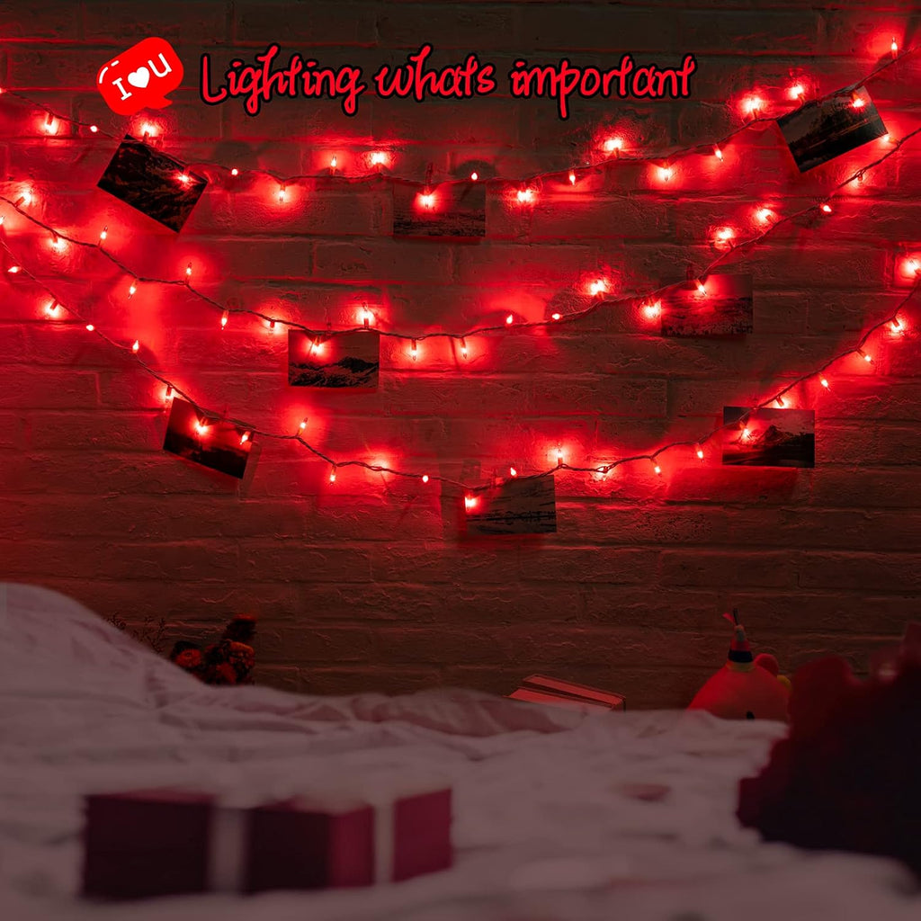 Minetom Clear Christmas Red String Lights 100 Count 20 Feet