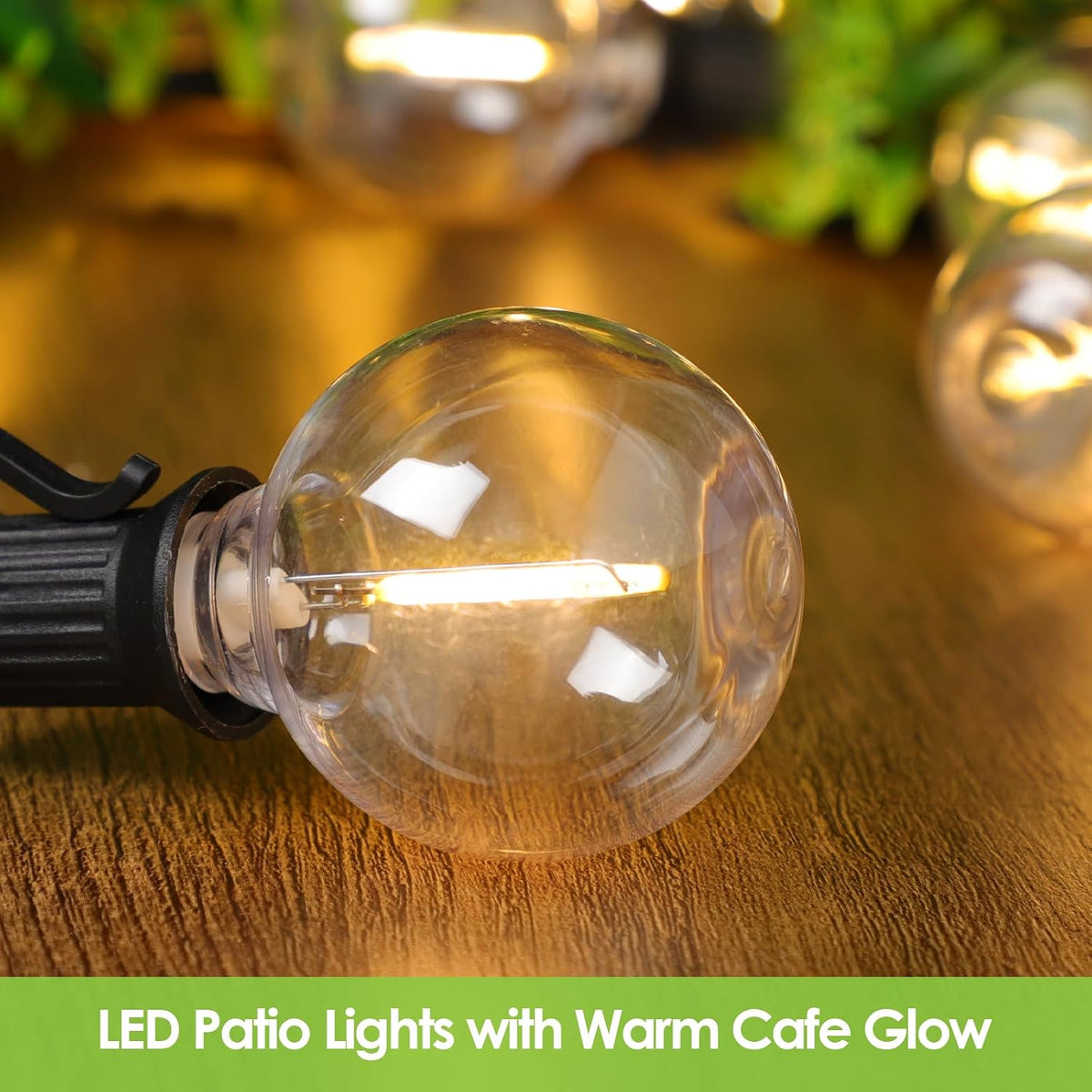 Mlambert 200Ft(2x100Ft) Outdoor String Lights, 60+4 G40 Globe Bulbs, Black