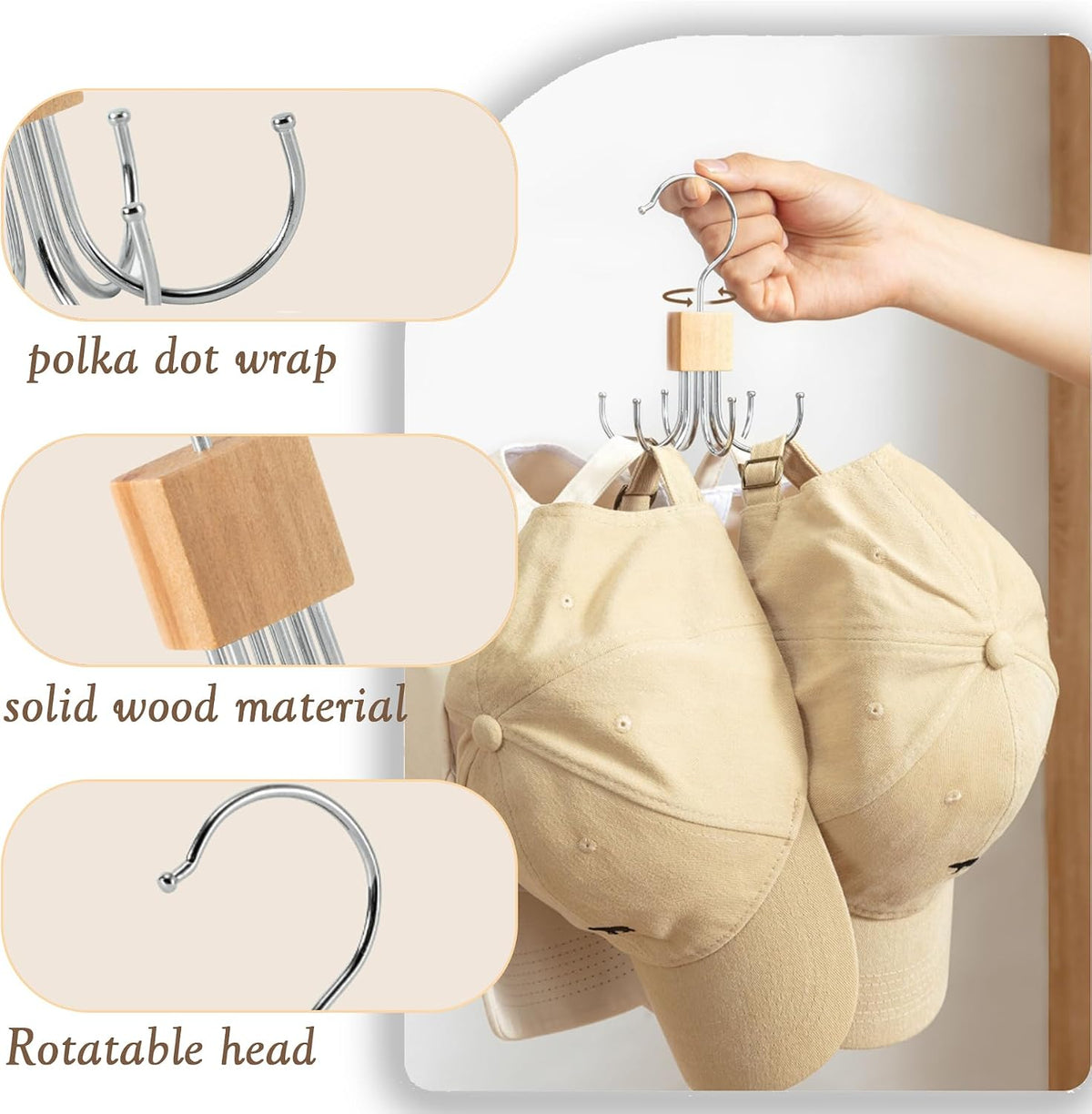 6-Pack Tank Top & Bra Hangers, 360° Rotatable Metal Organizer with Claw Design, Space-Saving Closet Hooks for Bras, Scarves, Purses, and Accessories