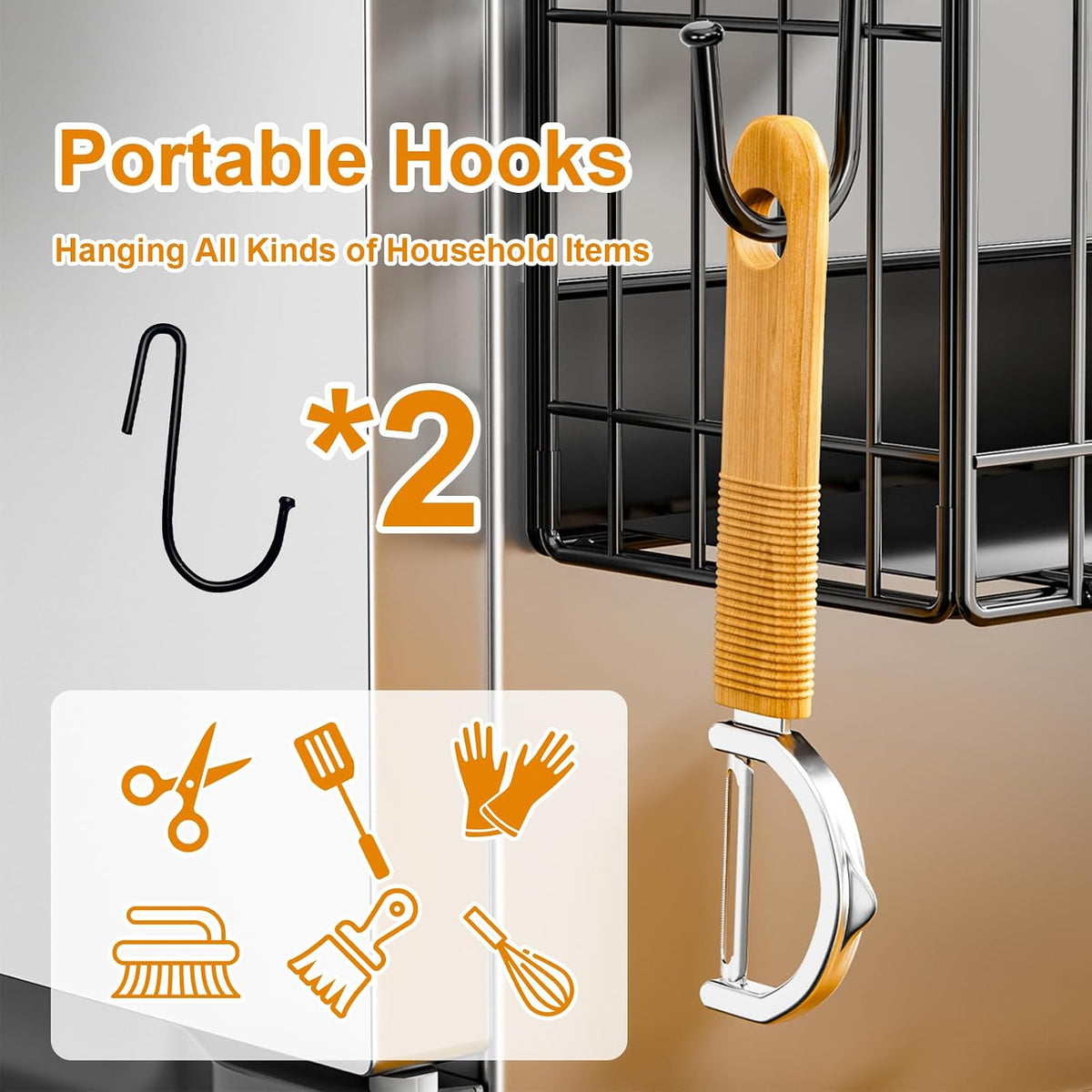 2 Set Magnetic Basket for Refrigerator Door,Magnetic Fridge Shelf Organizer