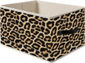 Trendy Leopard Cheetah Print Storage Bins, Funky Girly Y2K Wild Animal Cheetah Print Foldable Closet Organizers Storage Basket Toybox for Girls Room Bedroom Bathroom Clothes Toys Books