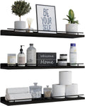 WOPITUES Floating Shelves 24 inch for Wall Decor Set of 3, Black