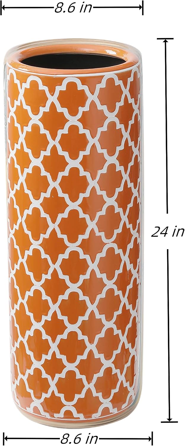24" H Ceramic Umbrella Stand Contemporary for Entryway Storing Canes