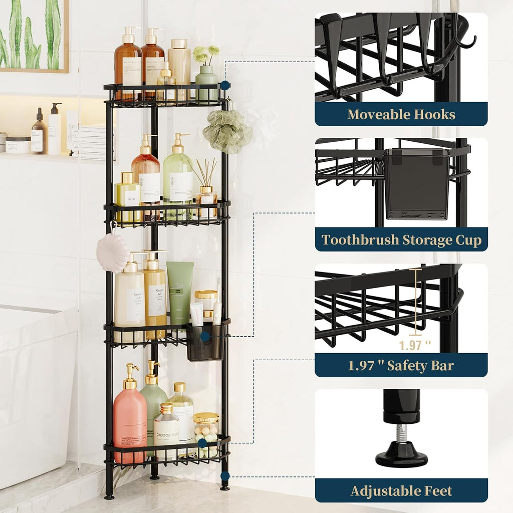 Consumest Corner Shower Caddy Stand - Rustproof Bathroom Organizer&Storage