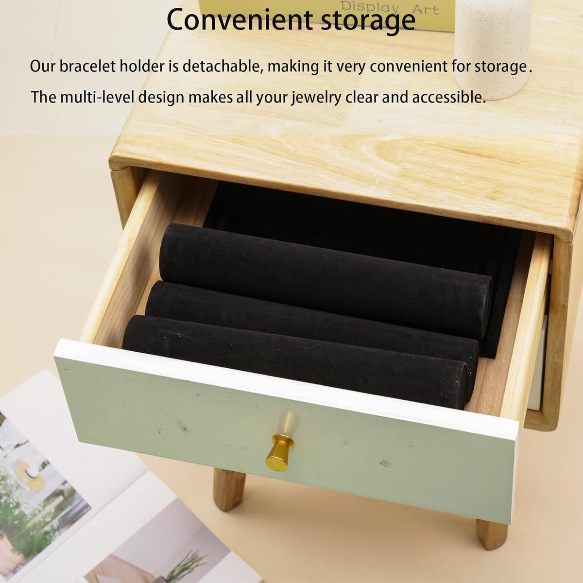 Bracelet Display Stand Organizer, 3 Tier Hand Display for Jewelry Detachable Velvet Watch Anklet Rack to Sell(Black)
