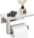 BWE Brushed Nickel Toilet Paper Holder with Marble Shelf Wall Mounted